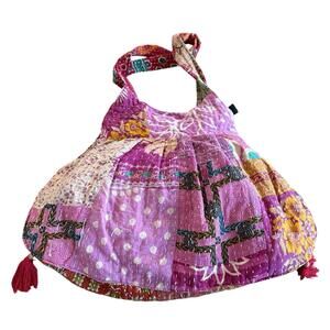 Earthbound Trading Company Fabric Boho Shoulder Bag  Tassels